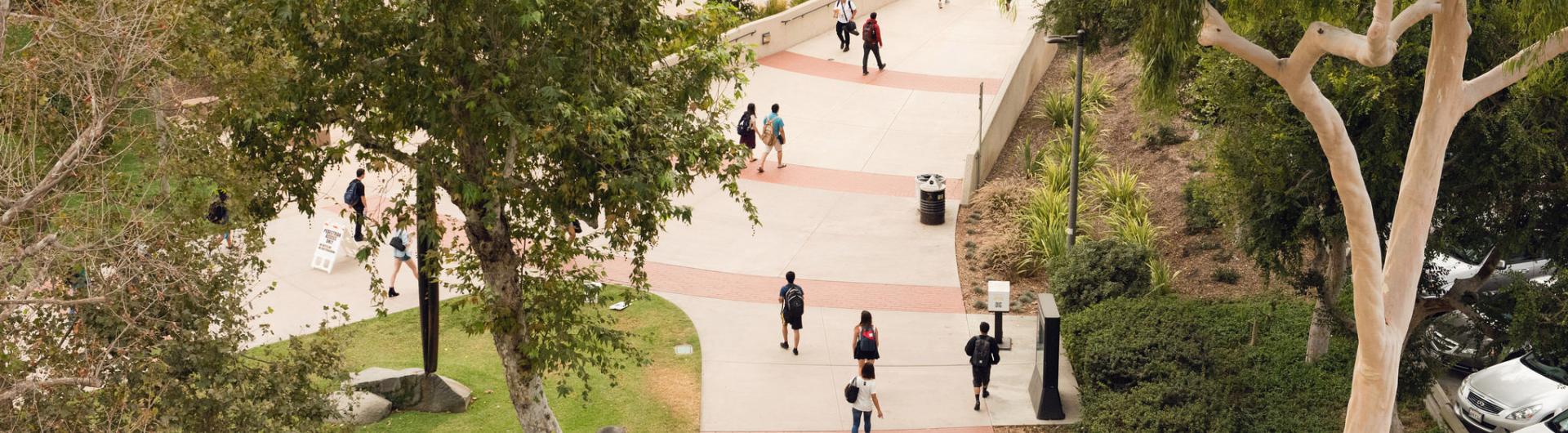 Campus view of students