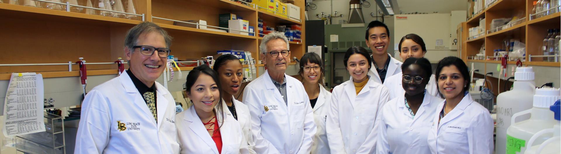 Rep. Alan Lowenthal, Dean Curtis Bennett, and Deepali Bandari's lab