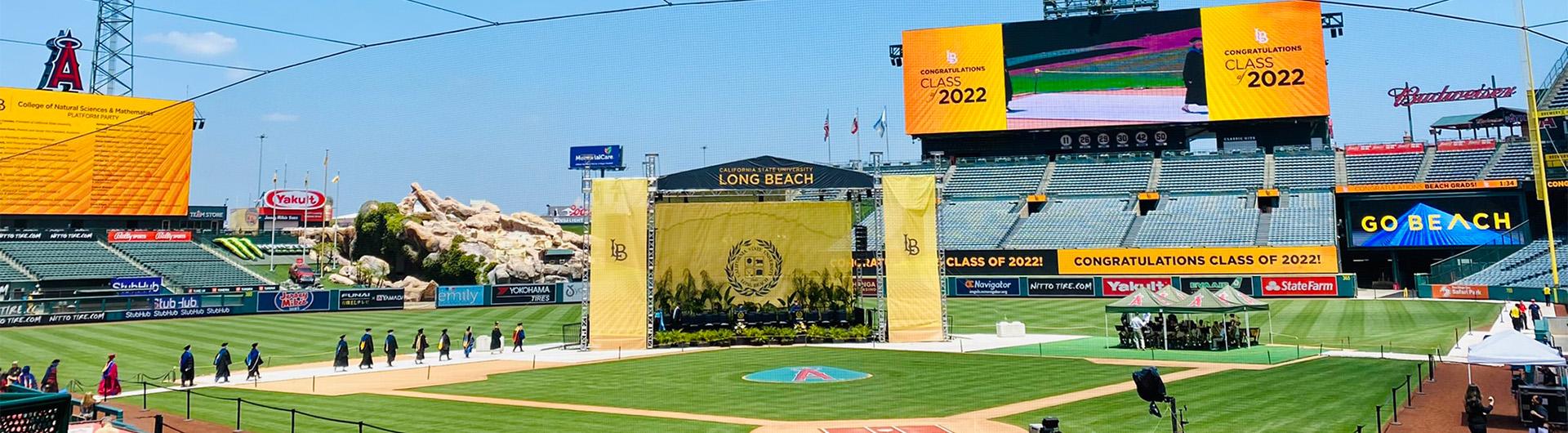 commencement ceremony at baseball stadium