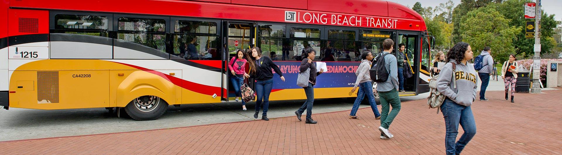 Bus delivering passangers to CSULB