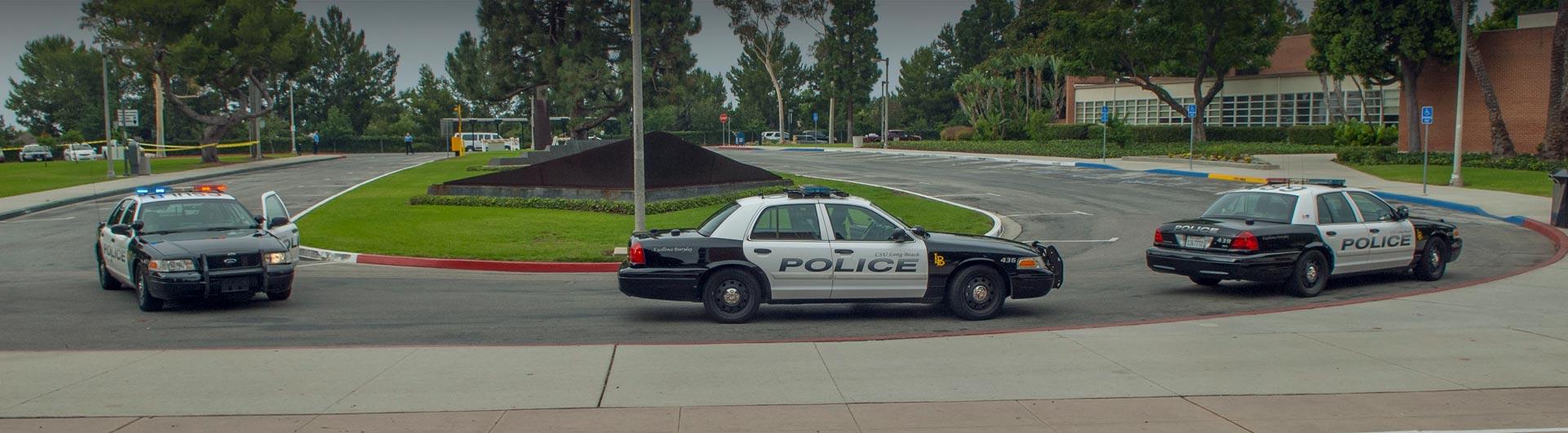 Police cars on campus