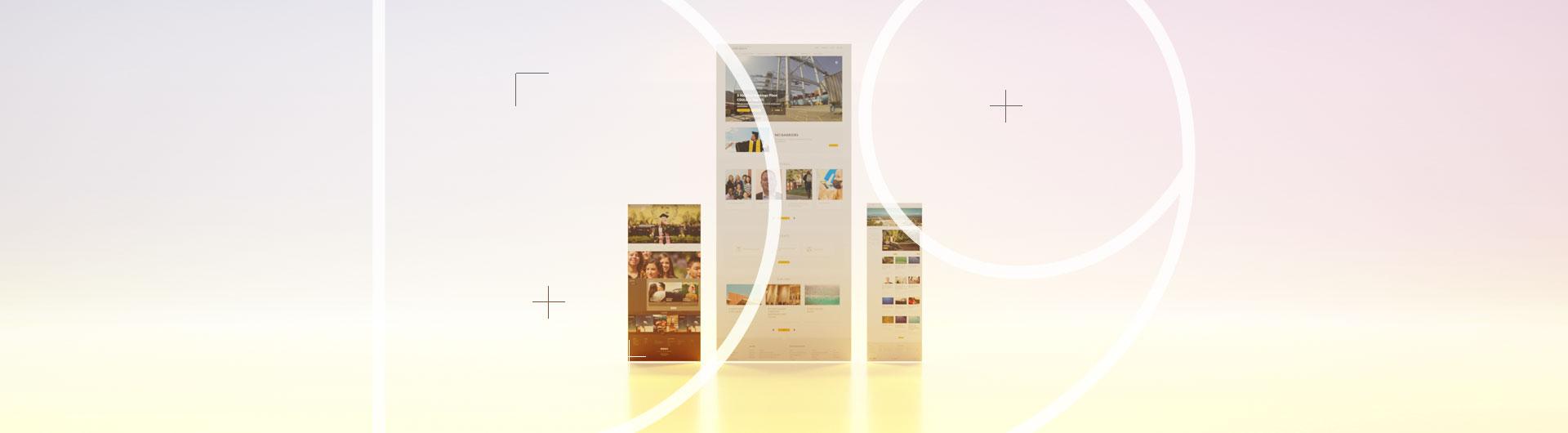 Screenshots of new website layouts