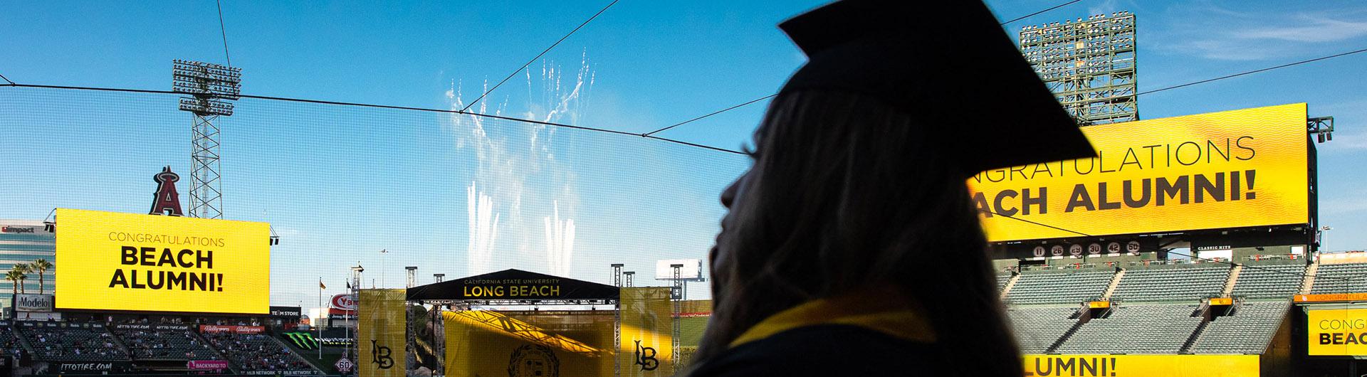 Graduate at Commencement at Anaheim Stadium