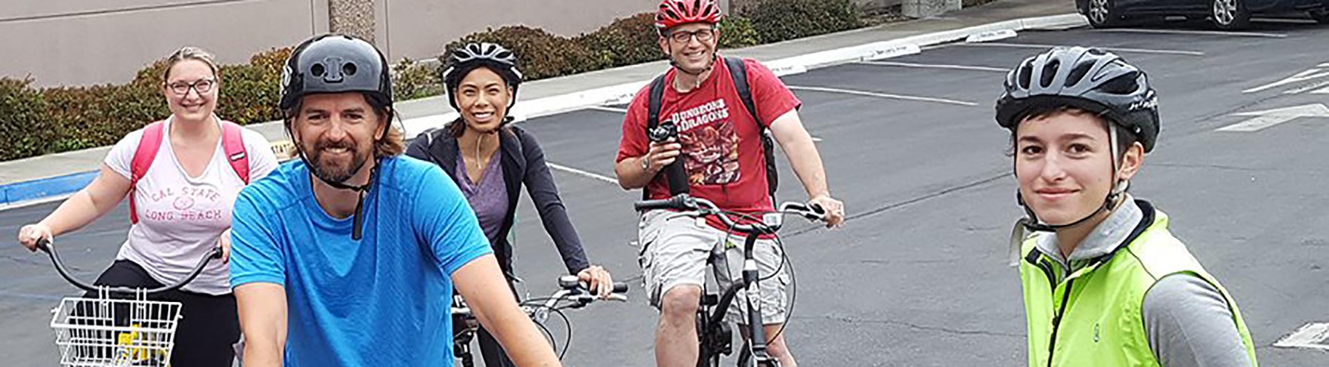 Csulb students, faculty, and staff bike together.