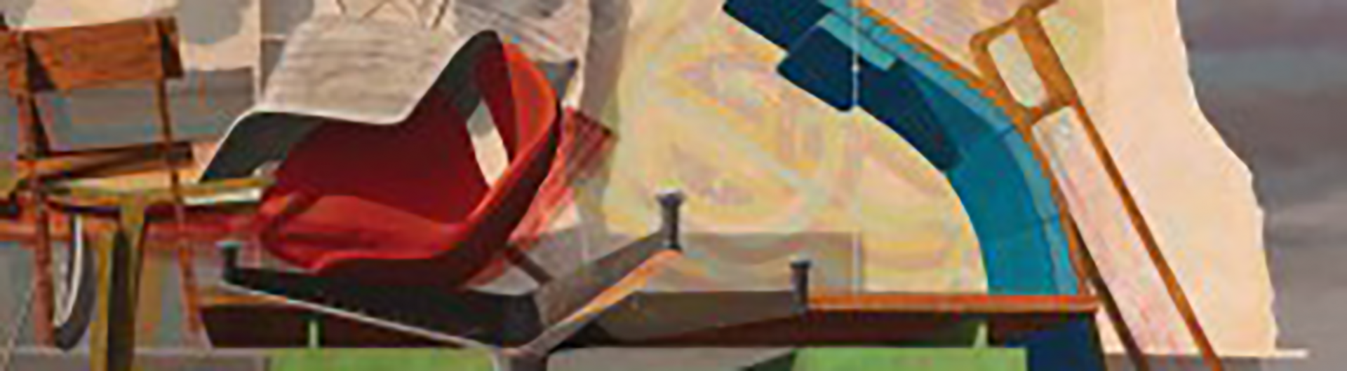 Painting depicting articles of furniture strewn around