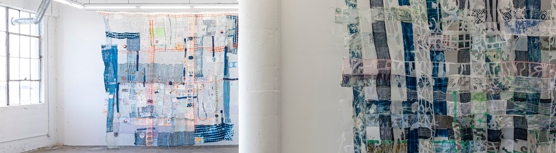 Fabric hanging in a gallery space