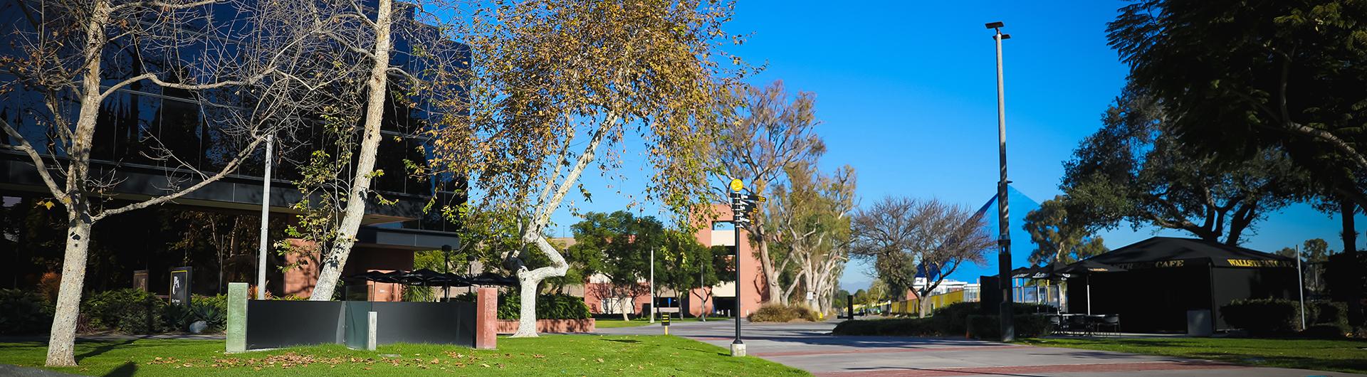 Banner PHOTO of campus includes pyramid and corn on the cob building