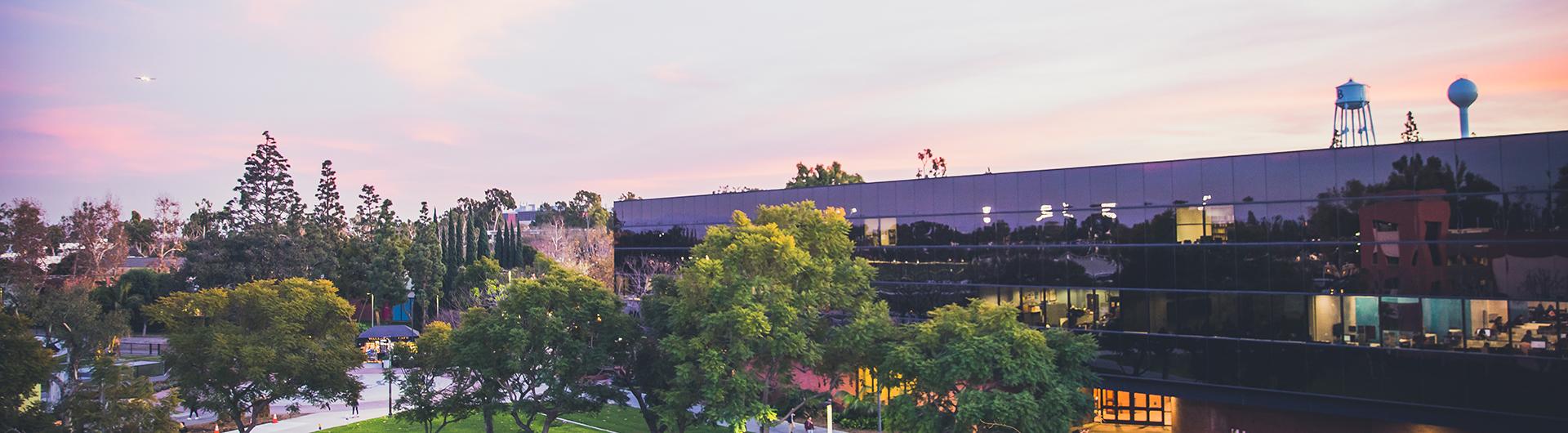 College of Business Building at Sunset