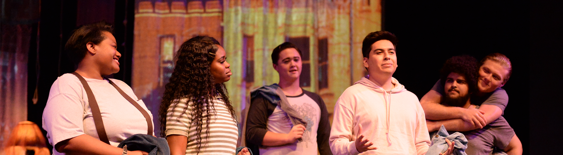students on stage for Harvey play