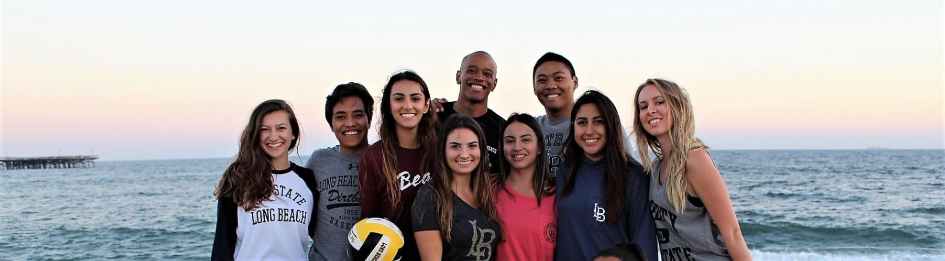 students at the beach