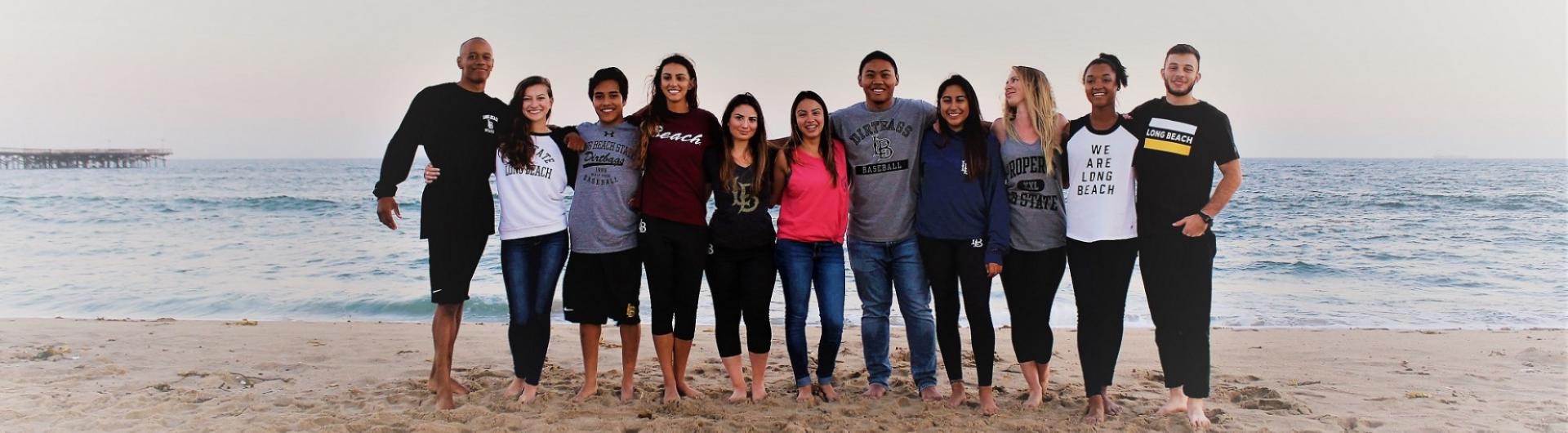 students at the beach