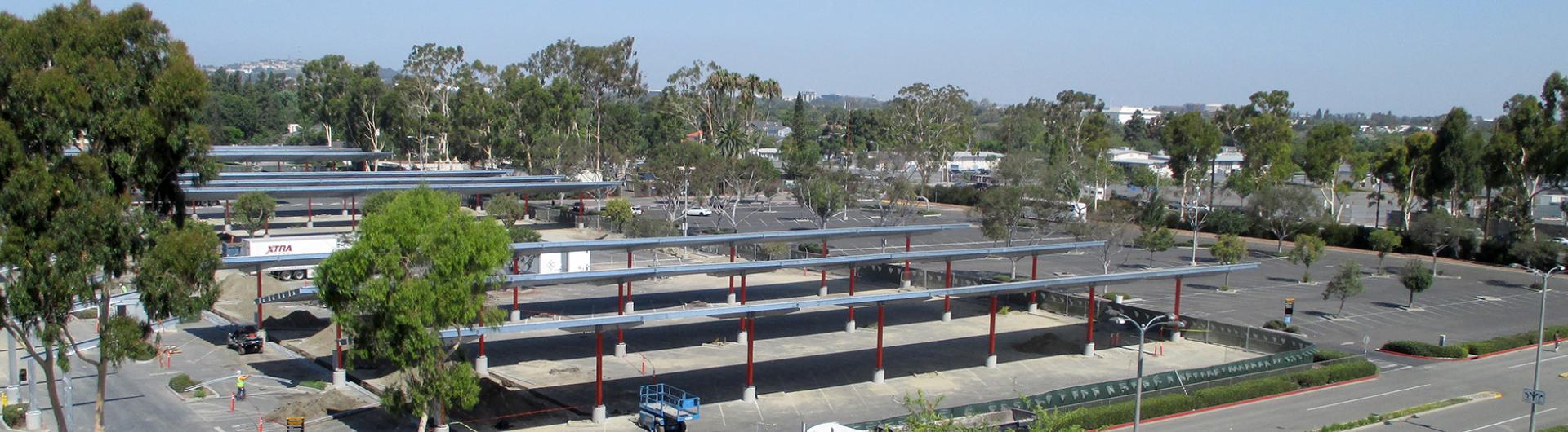 Solar panels in parking lot 14