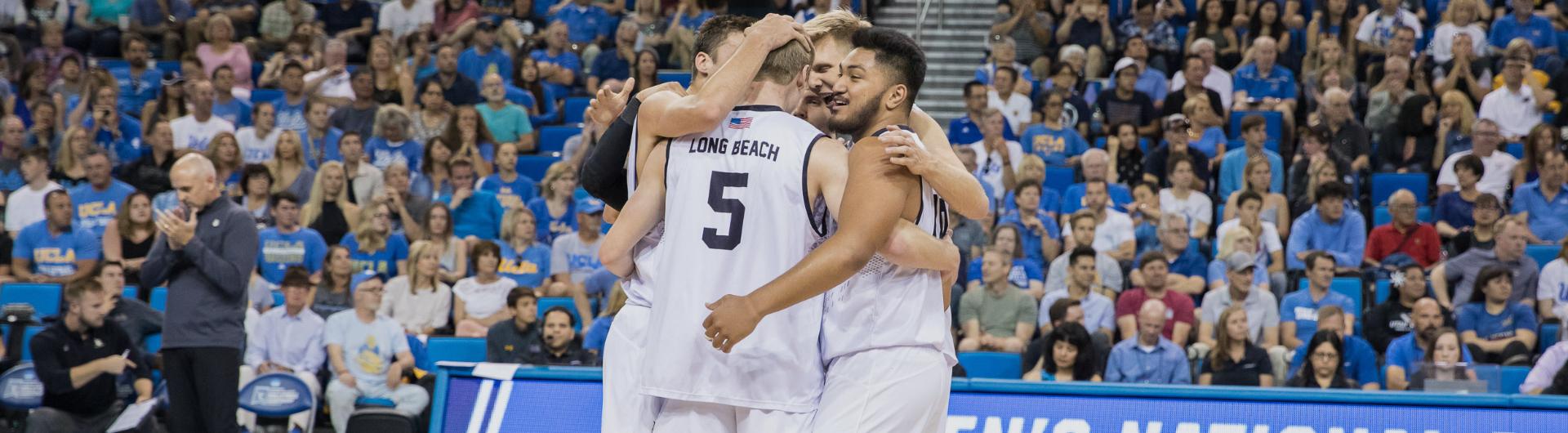 Men's Volleyball Team Huddle 