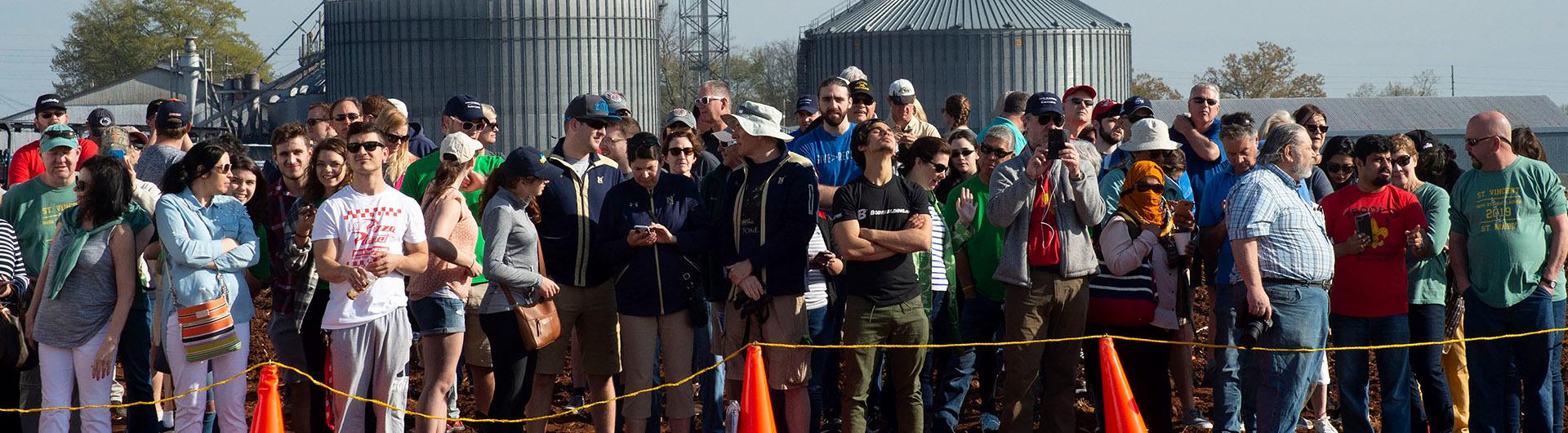 spectators at student rocket launch