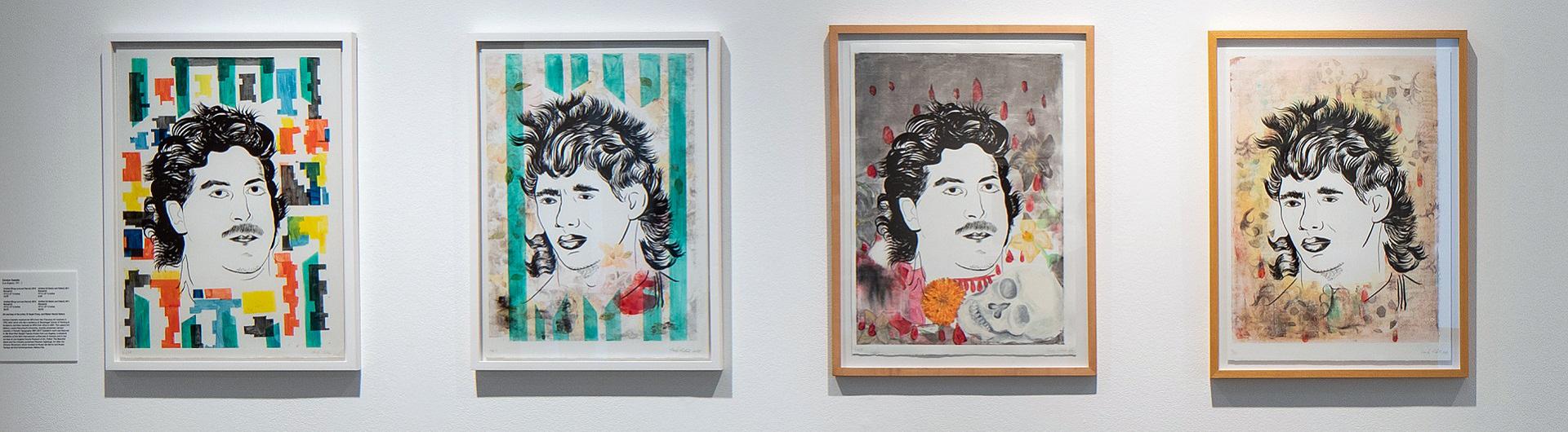 Carolyn Castaño, (left to right) Untitled (Drug Lord and Patron), 2010, ed 14/37; Untitled (of Nation and Fútbol), 2011,