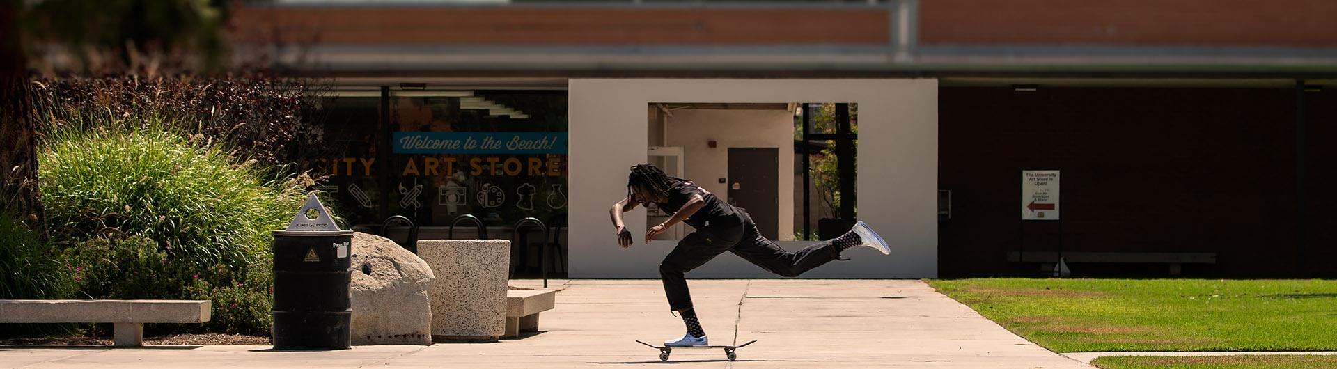 skateboarding student