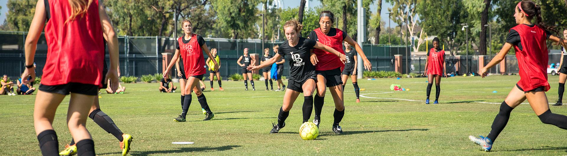 Womens soccer team practices