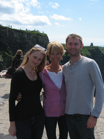 Janey Roeder with daughter, Ashley, and son, Sean, at the Cliffs of Moher in Ireland