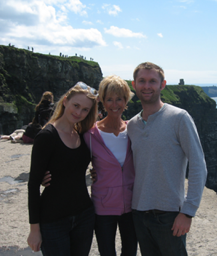 Janey Roeder with daughter, Ashley, and son, Sean, at the Cliffs of Moher in Ireland