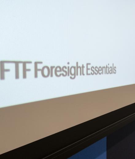 Test on a PowerPoint slide reads, "IFTF Foresight Essentials."