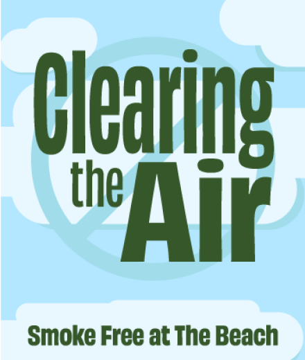 Blue poster announcing SHS event 'Clearing the Air'