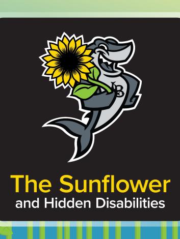 Elbee holding a sunflower representing Hidden Disabilities. 