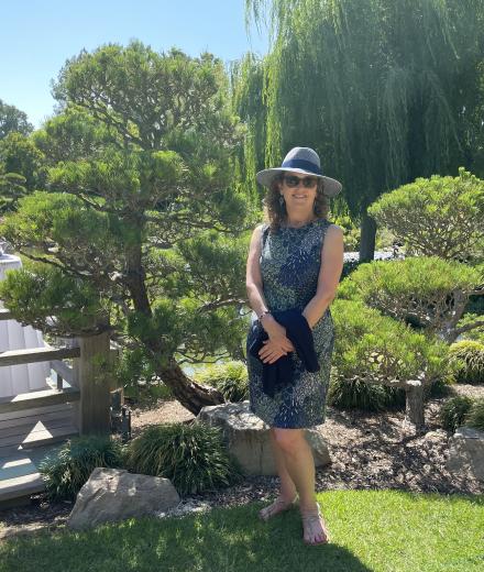 Maryanne Horton poses at the Japanese Garden