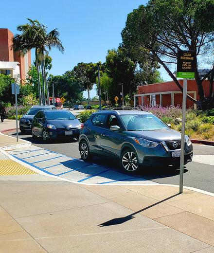 Cars parked along curb