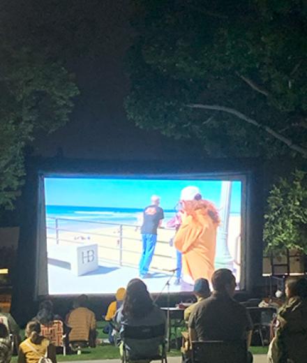 Gems Outdoor film screeing in upper campus csulb quad