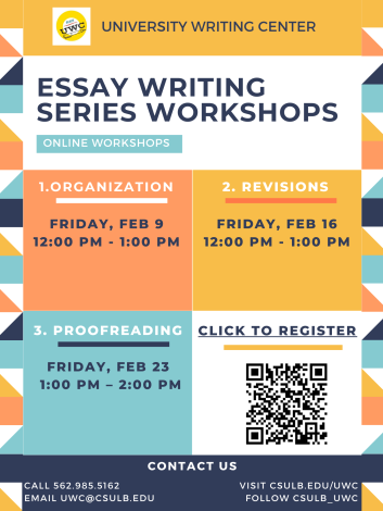 UWC Spring 24 Essay Writing Series Workshop Flyer