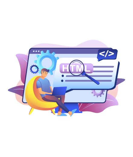 student on computer trying to find the HTML coding