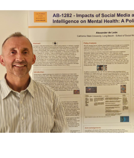 student with poster