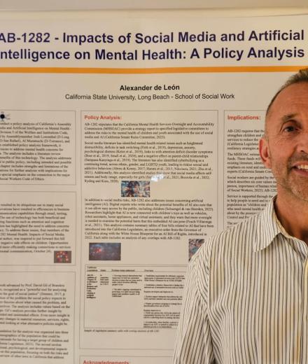 Student with poster