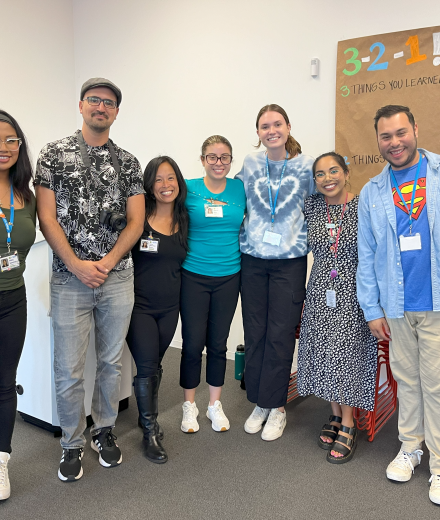 Image of 7 of the SEED project team members during their showcase.