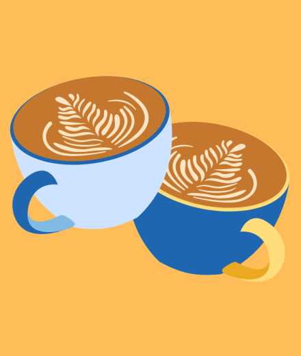 Graphic of two coffee cups 