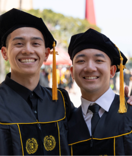 students wearing cap and gown