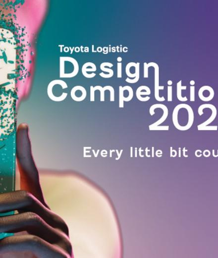 Abstraction of a person holding a screen in front of their face with text to the right that says Toyota Design Competition 2024. Every little bit counts.