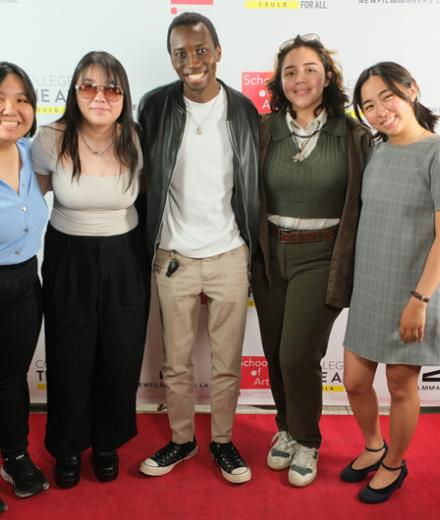 Diverse students at an animation festival.