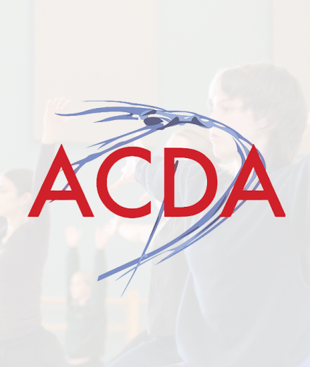 ACDA logo over a semi-opaque white background