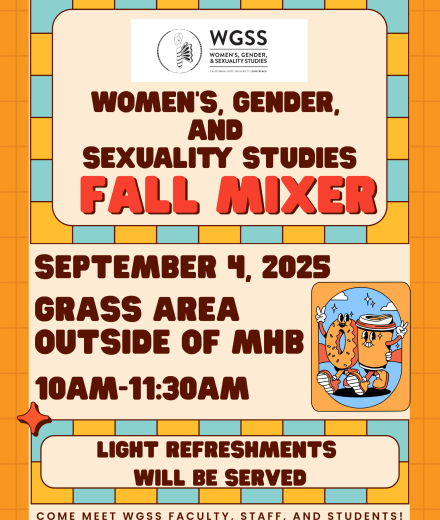 orange and blue flyer for wgss fall mixer