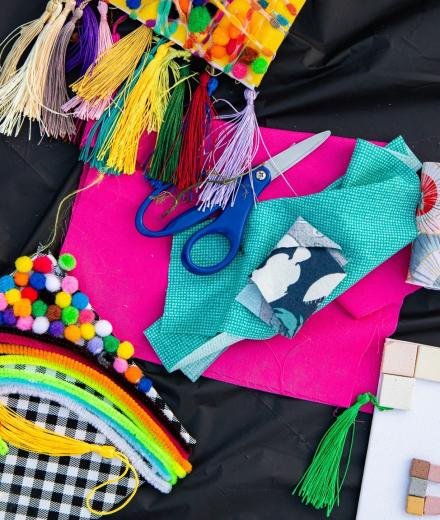 Scraps of cloth and scissors