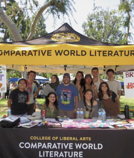 students under a canopy