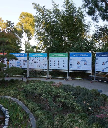 recognition boards outside with nature