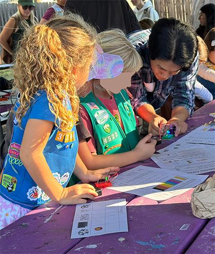 METRIC scholar guiding girl scouts through a STEM activity
