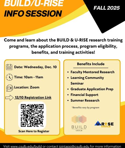 Decorative flyer advertising BUILD/U-RISE Info Session