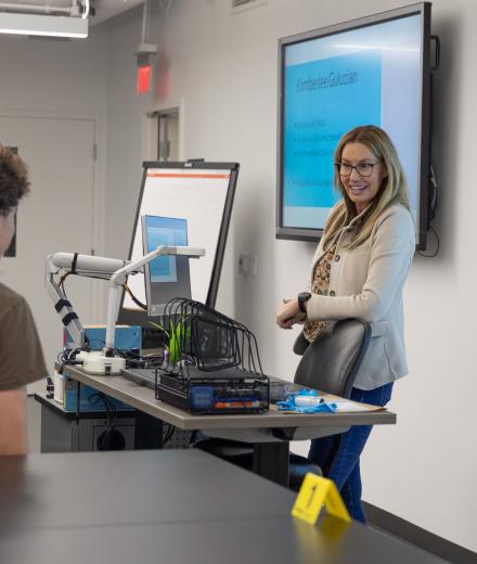 Prof. Guluzian lectures in class