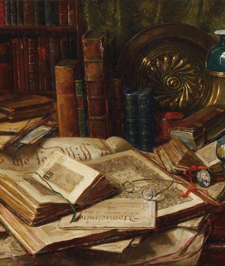 books scattered on a table