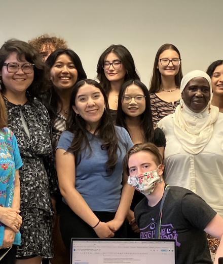 students and professors in a group