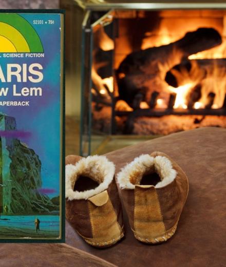 cover art with fireplace