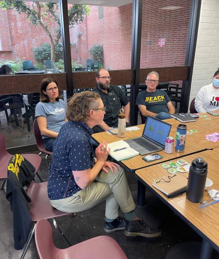 group of people talking